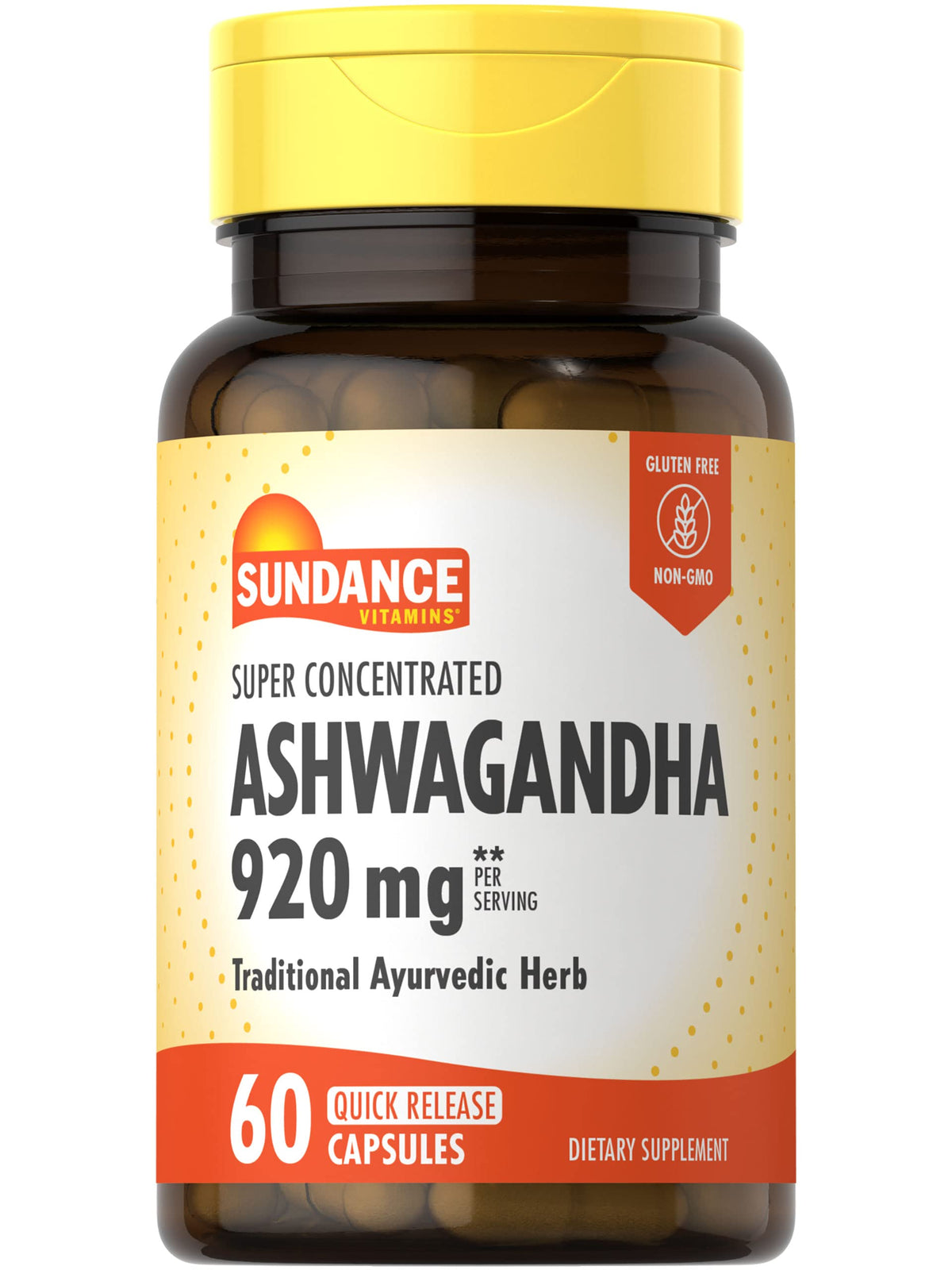Sundance Ashwagandha 920mg bottle – daily wellness supplement for balance