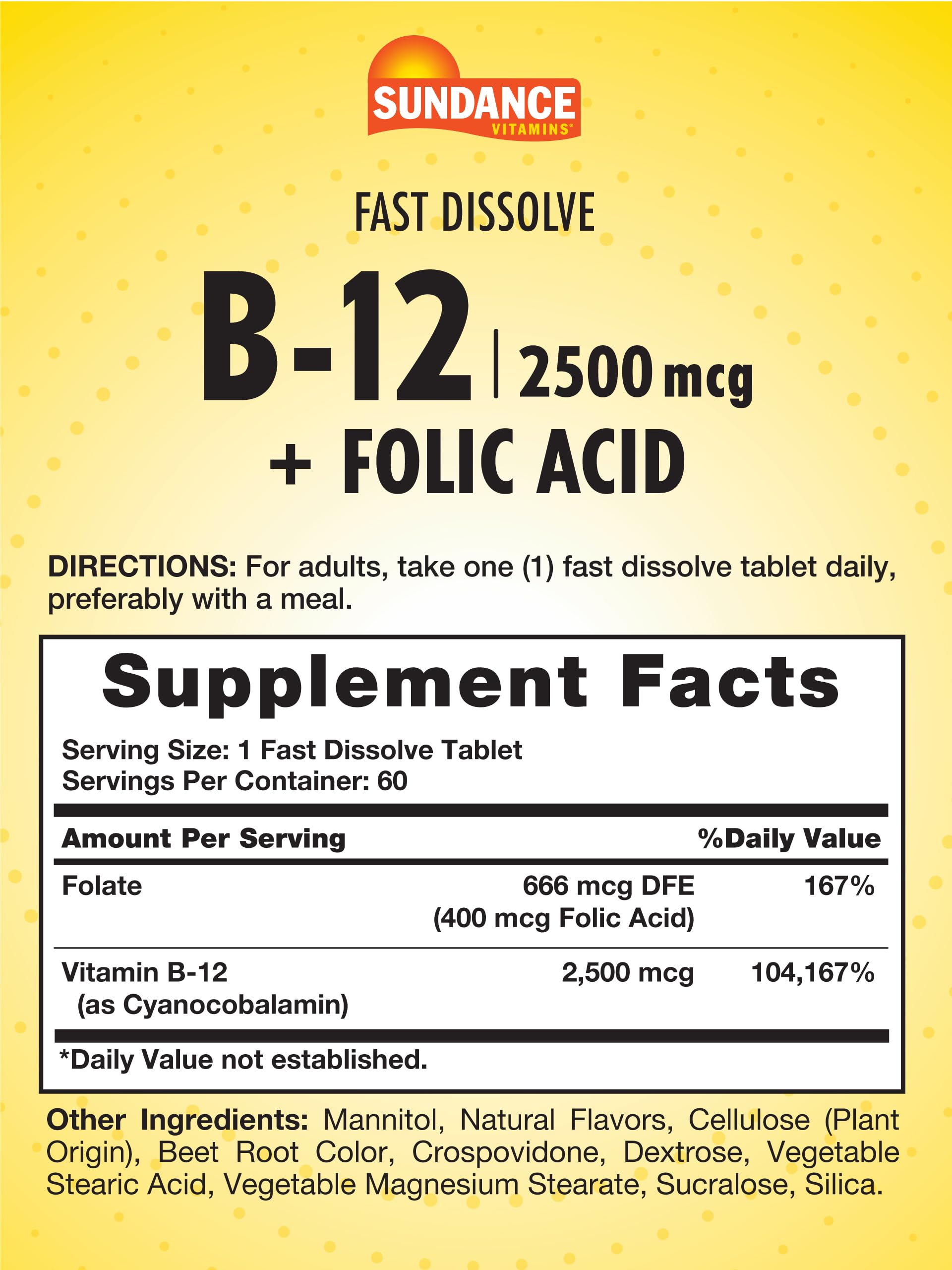 Sundance B-12 berry tablets close-up showing convenient on-the-go wellness.