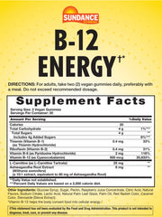 Sundance Vitamin B-12 Energy Gummies peach-raspberry close-up showing texture and flavor.