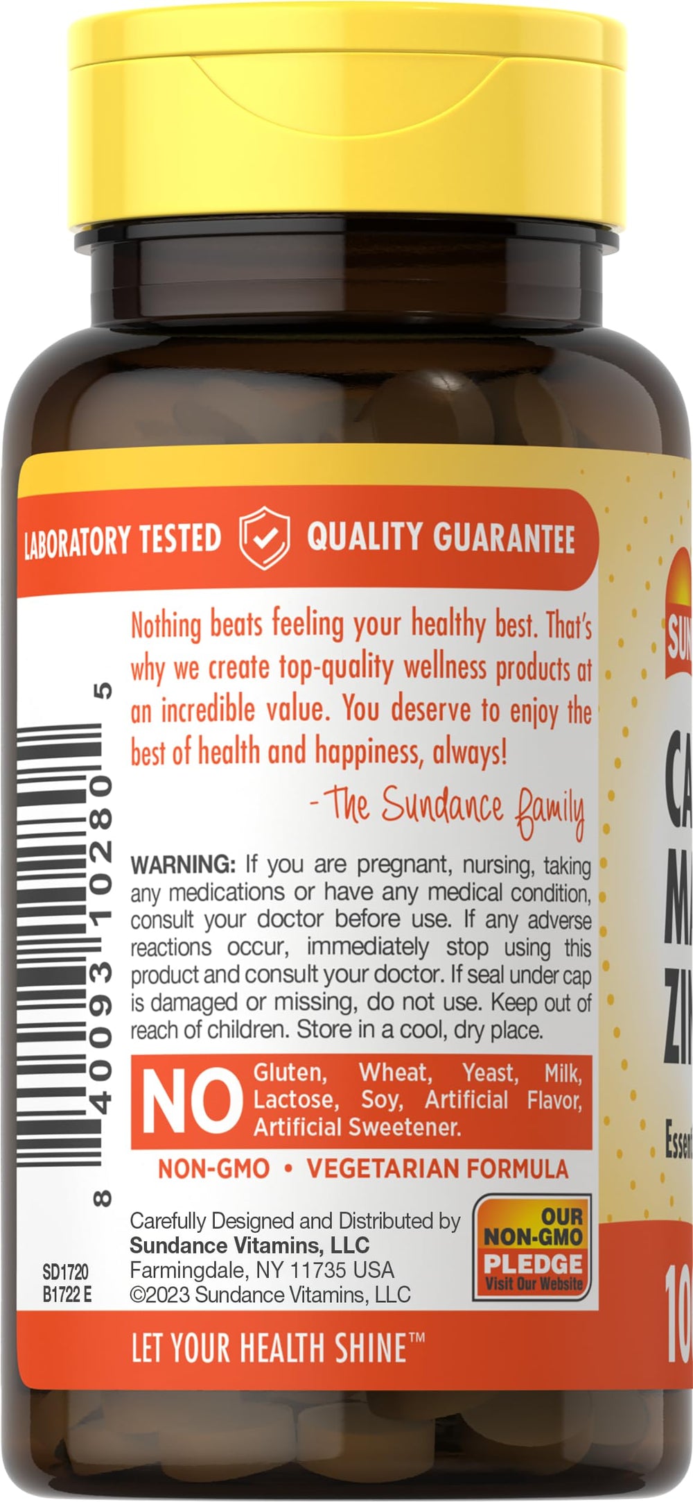 Sundance vegetarian and gluten-free badge on packaging for dietary preferences.