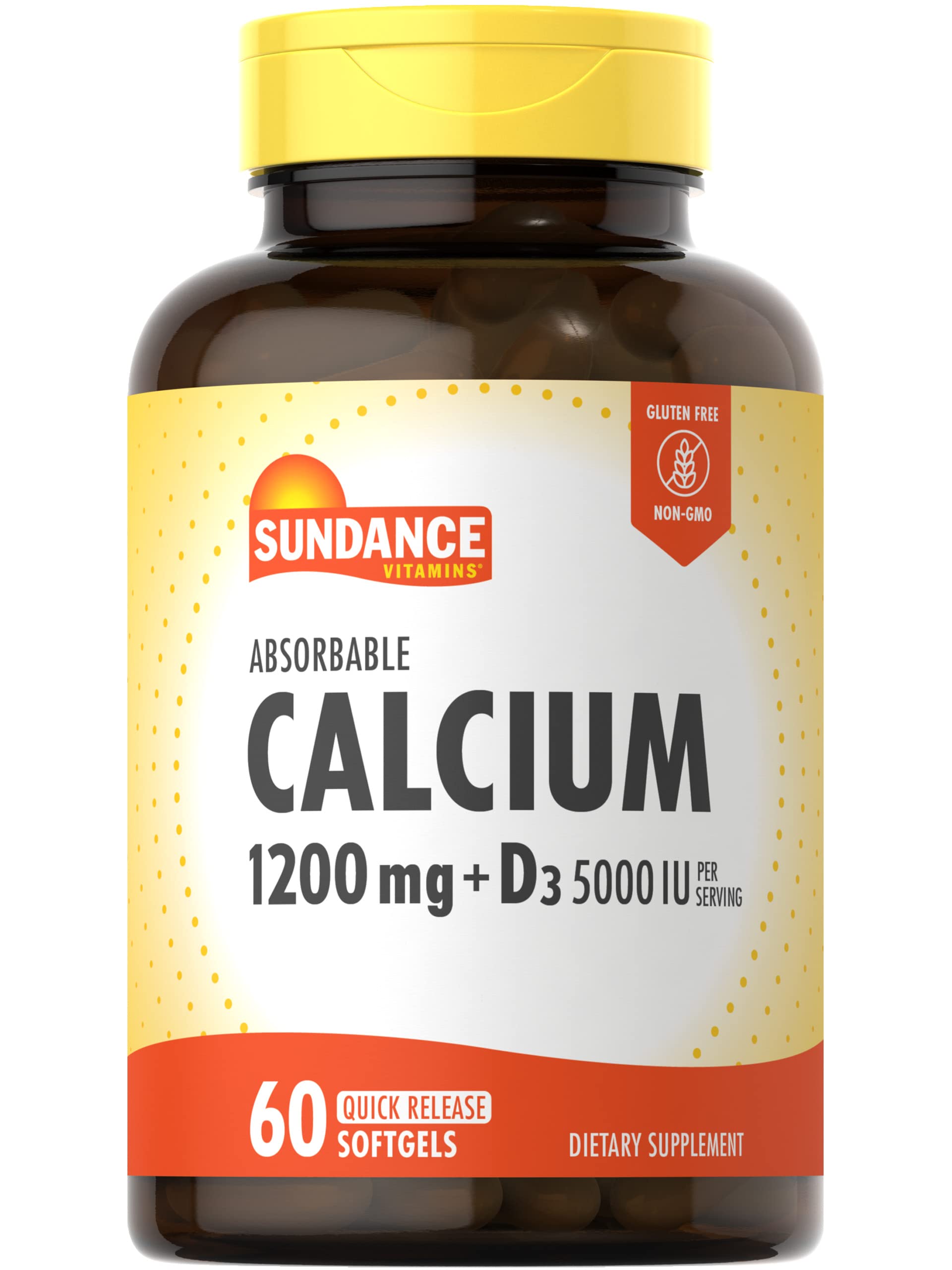 Sundance Calcium softgels bottle showing easy to swallow format for daily support
