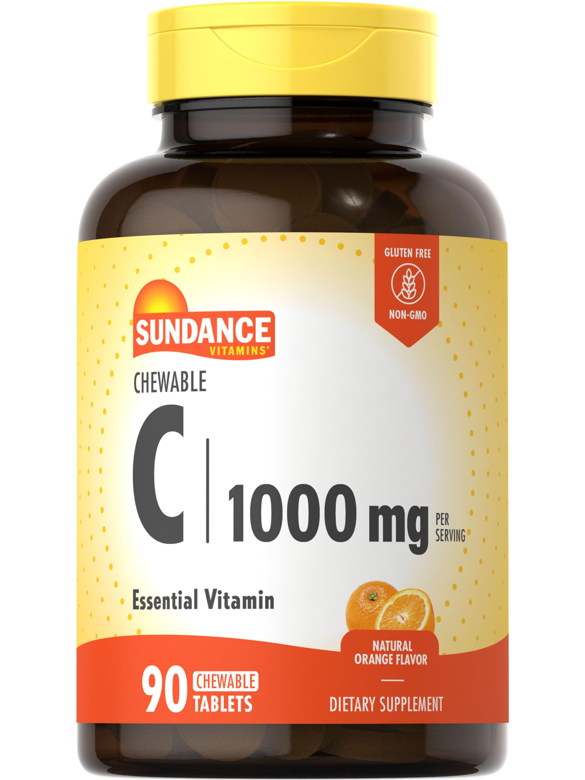 Sundance chewable vitamin C 1000mg orange tablet for daily nutrition on the go