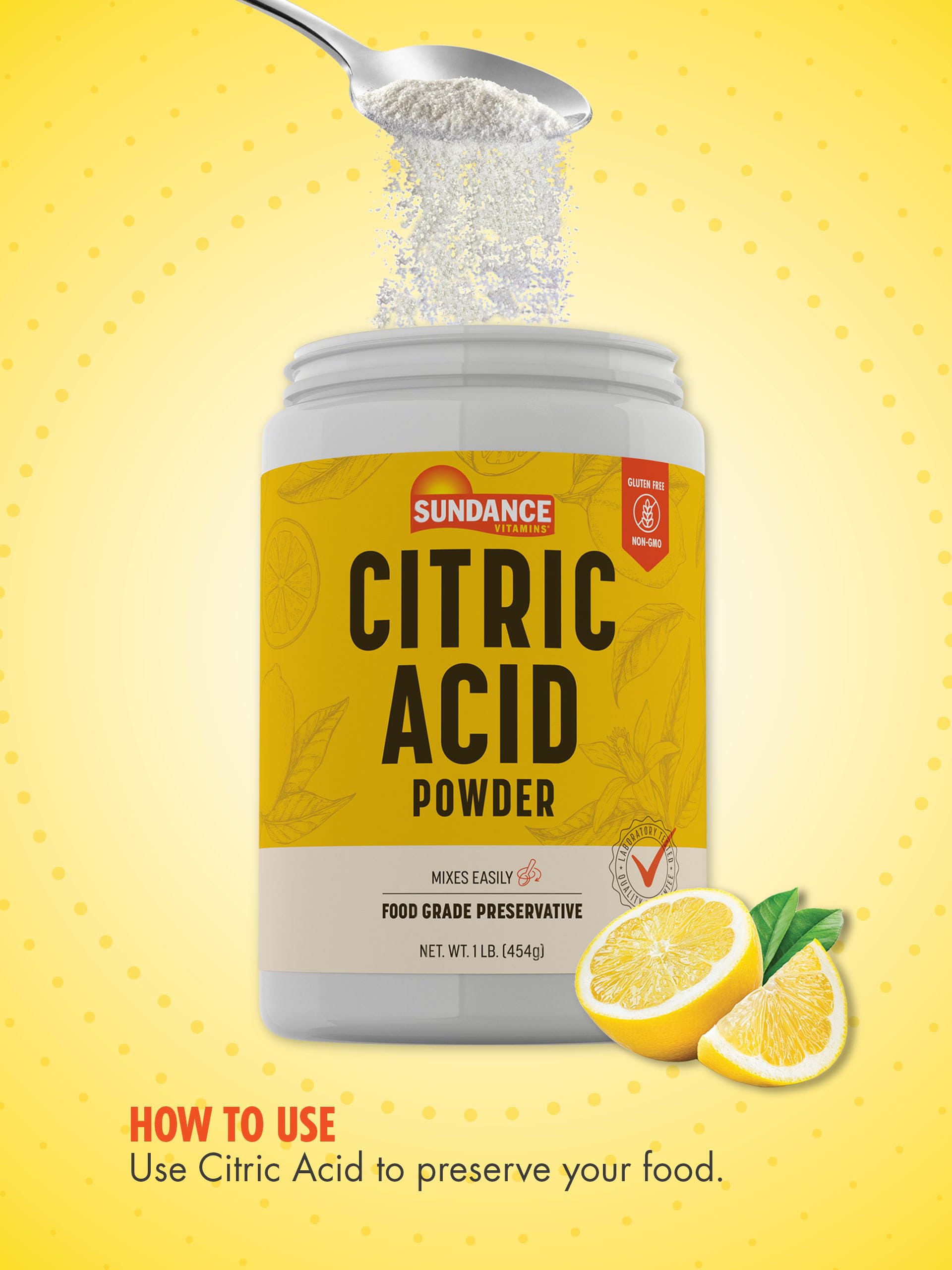 Sundance Citric Acid Powder packaging label in a clean setting