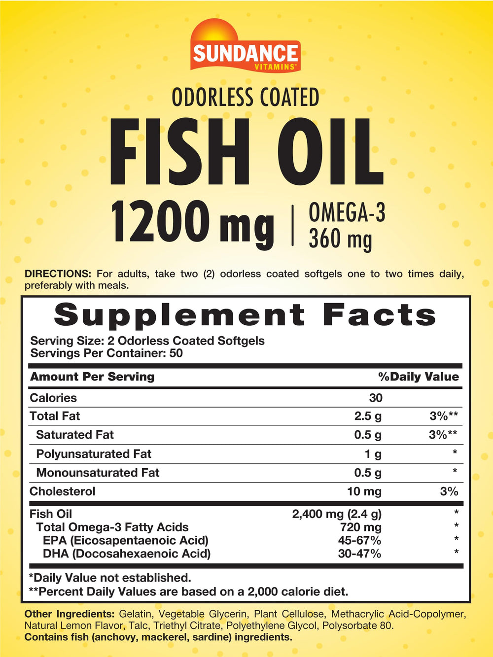 Coated softgels reduce fish burps with lemon flavor during daily use.