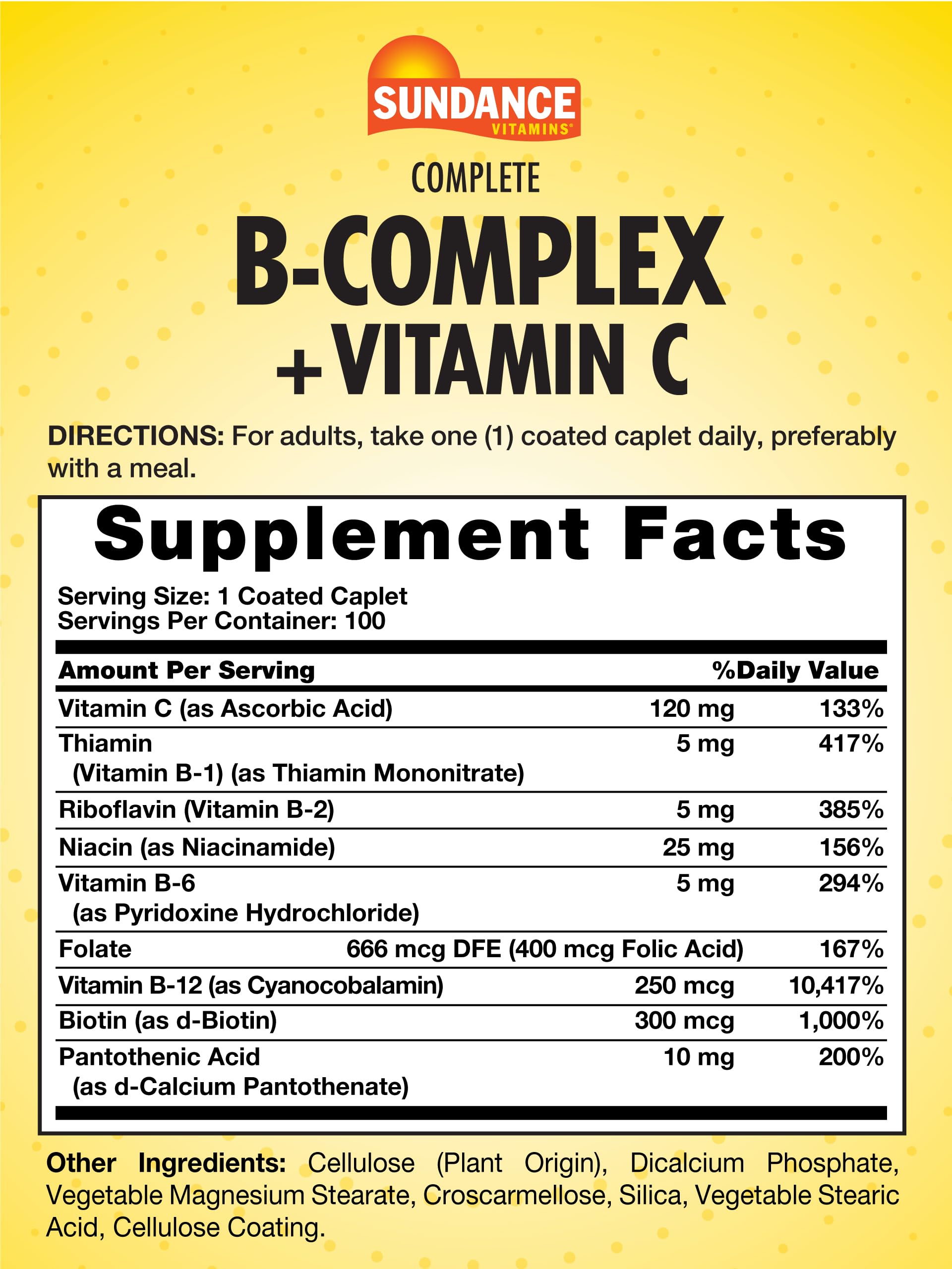 Sundance Complete B-Complex caplet close-up for easy one-per-day convenience.