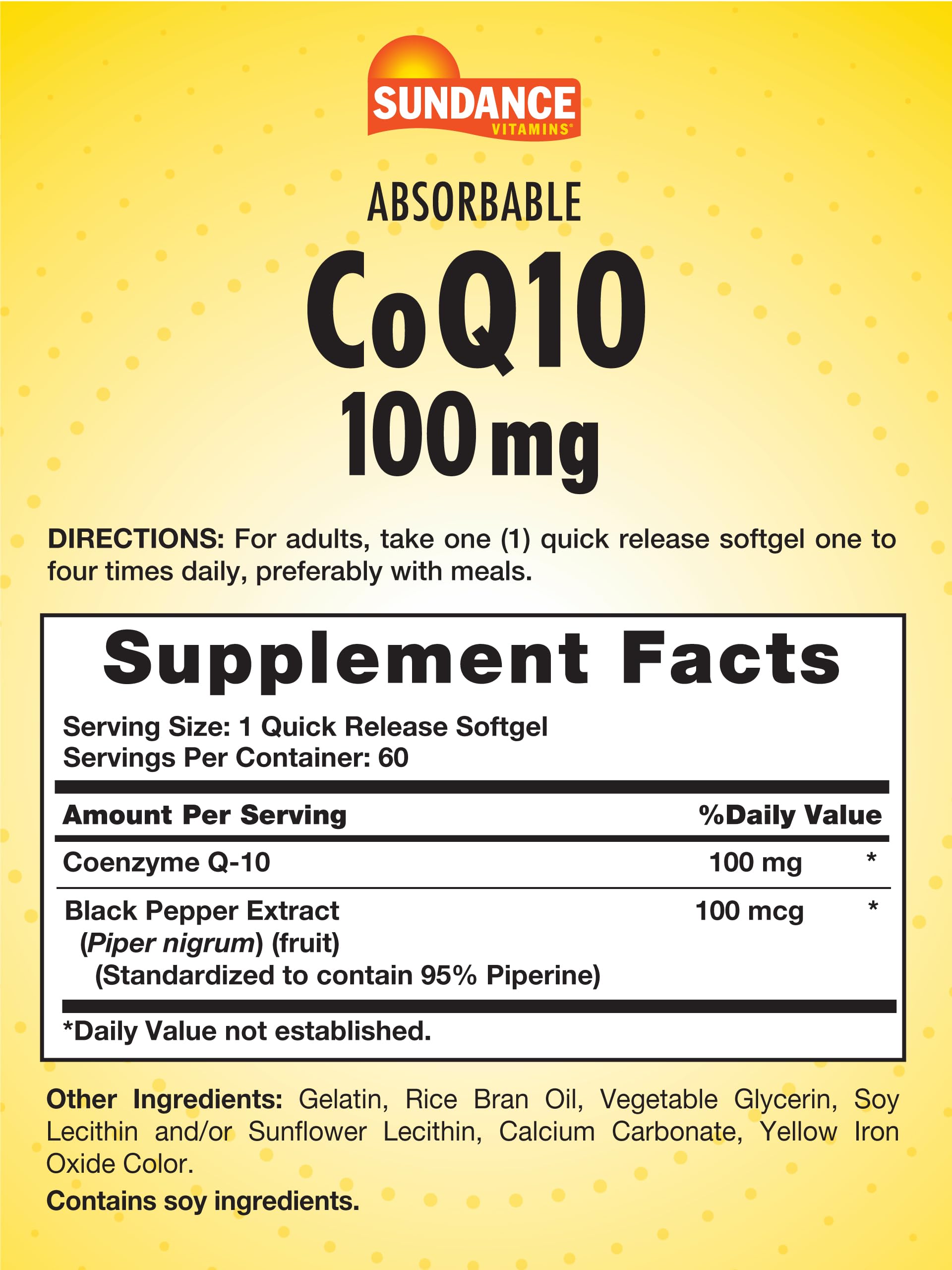Sundance CoQ10 softgel pour in hand for quick daily supplementation.