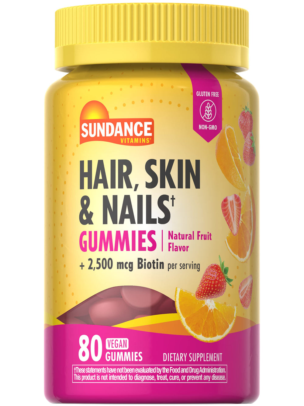 Sundance bottle of Hair, Skin & Nails gummies for daily beauty support.