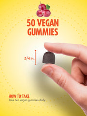 Ingredients label shows vegan, non-GMO, gluten-free formulation.