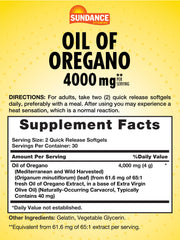 Sundance Oil of Oregano softgel pour showing easy-to-dispense daily dose.