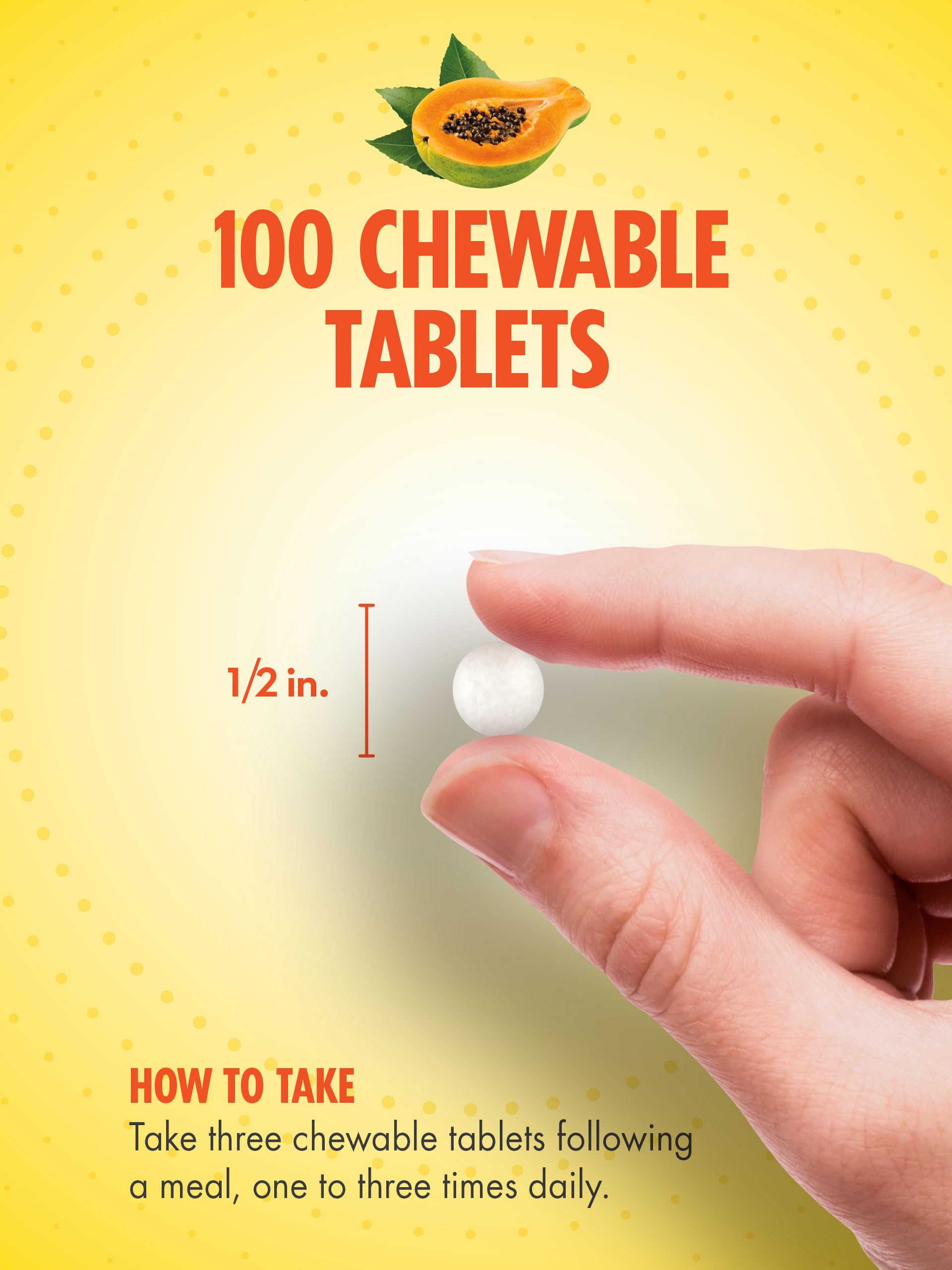 Sundance Papaya Enzyme Tablets side view of compact chewables for travel.