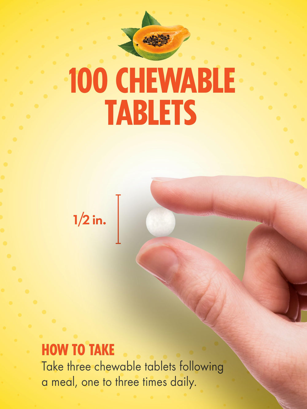 Sundance Papaya Enzyme Tablets side view of compact chewables for travel.
