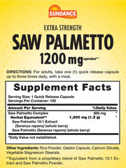 Sundance Saw Palmetto capsules close-up, showcasing easy swallowing.