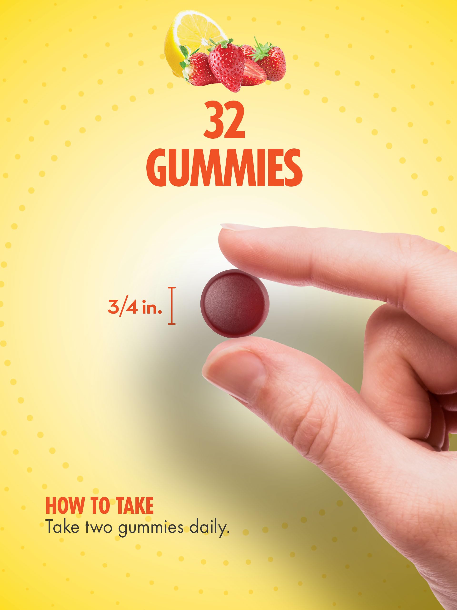 Serving with lemon strawberry Sundance gummies emphasizing non-GMO and gluten-free benefits
