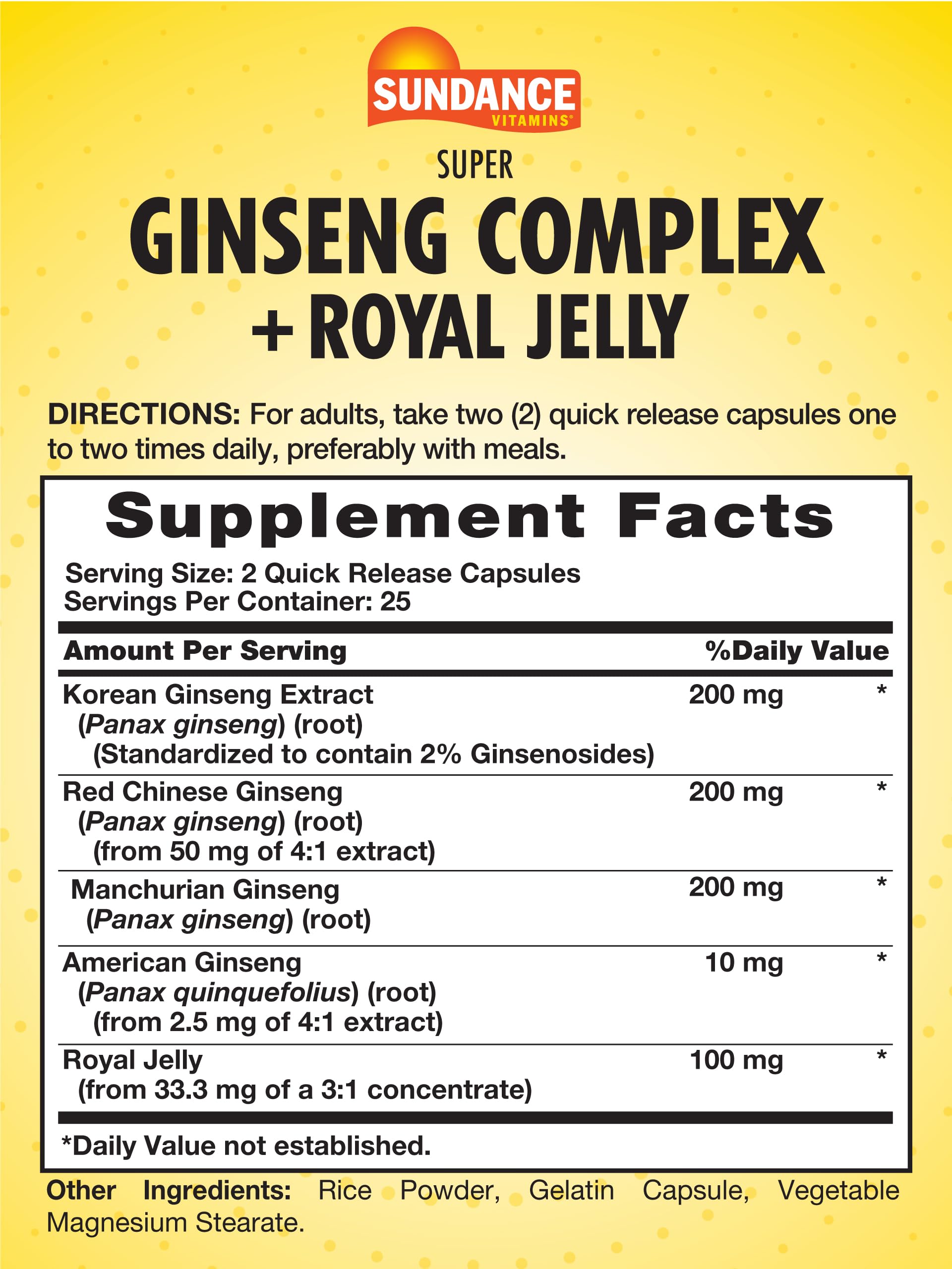 Sundance Super Ginseng Complex Korean Ginseng Extract capsule for energy and focus