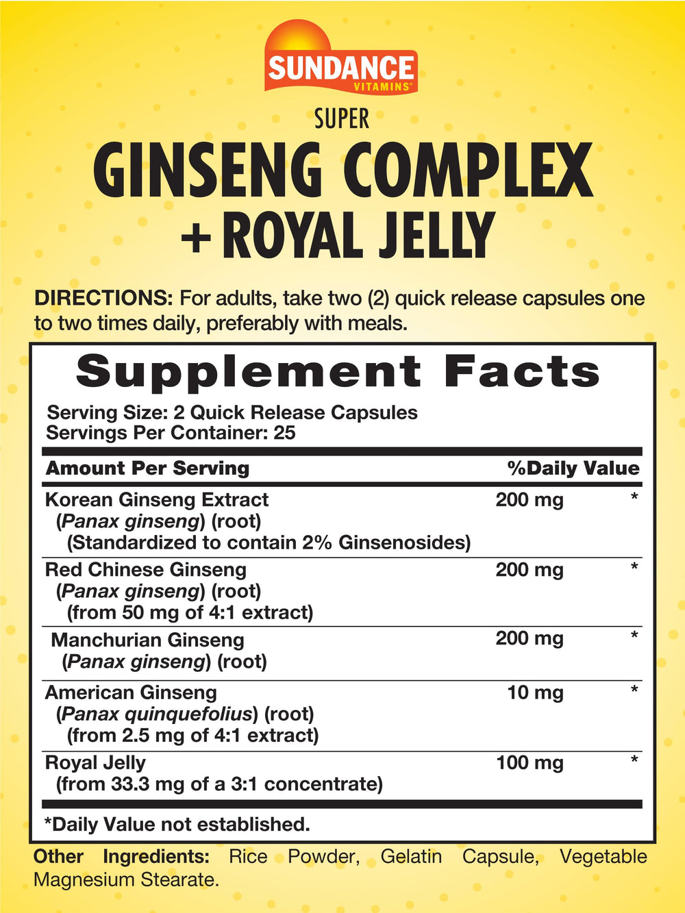 Sundance Super Ginseng Complex Korean Ginseng Extract capsule for energy and focus