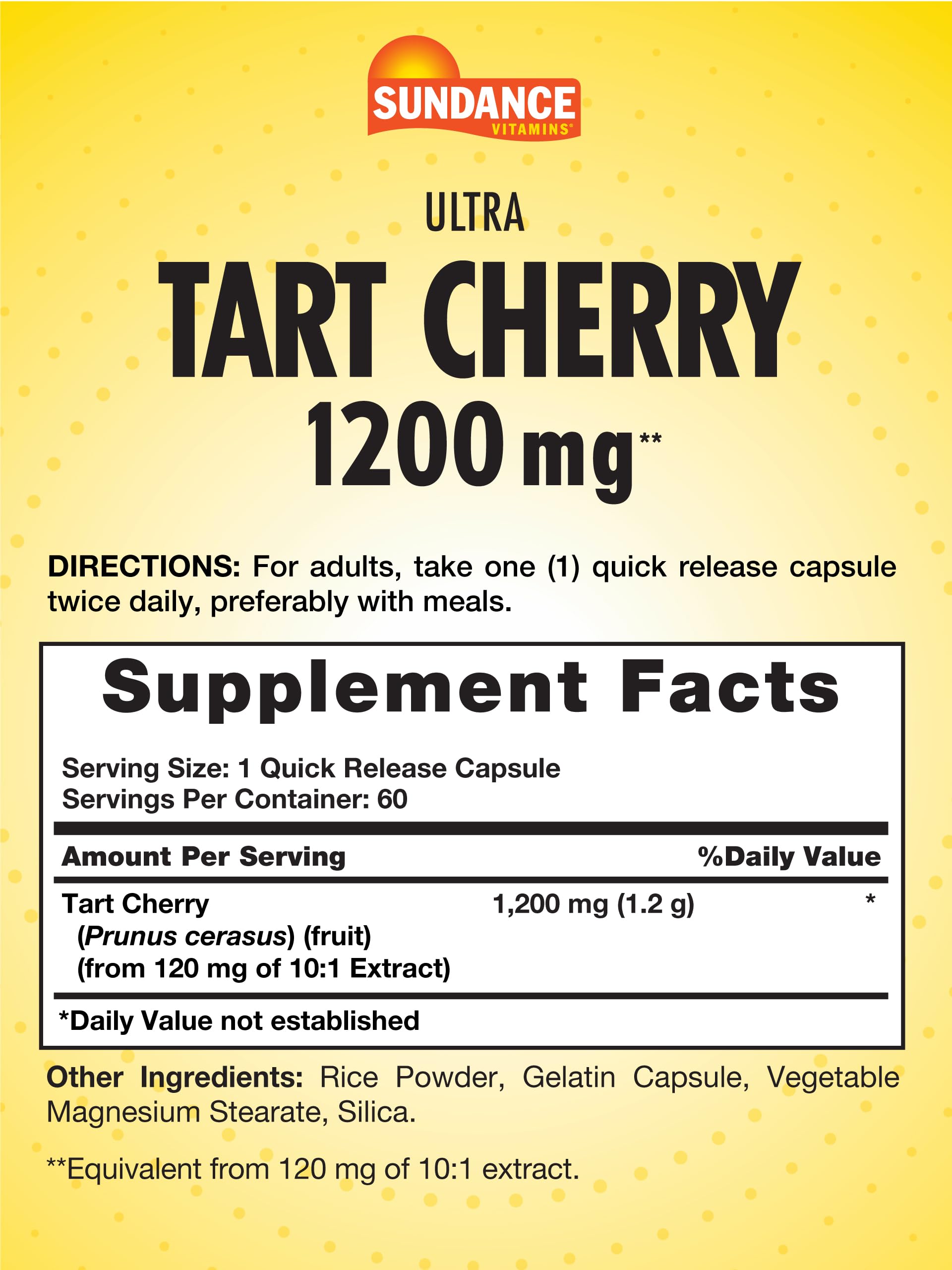 Sundance Tart Cherry Capsule quick-release close-up highlights easy swallowing.