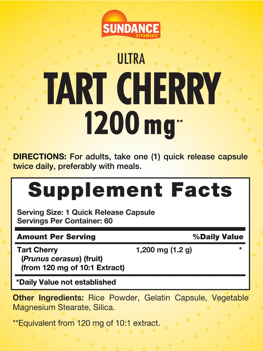 Sundance Tart Cherry Capsule quick-release close-up highlights easy swallowing.