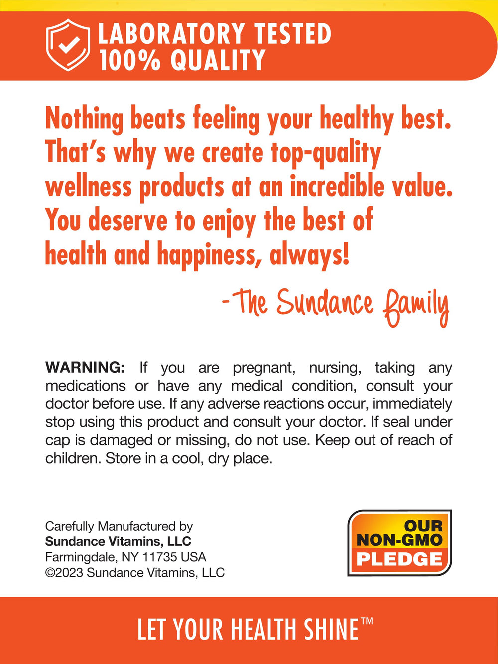 Sundance Tart Cherry nutrition facts panel shows serving details for daily use.