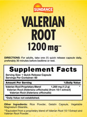 Quick-release capsules designed for fast relaxation before bed with Sundance Valerian Root.