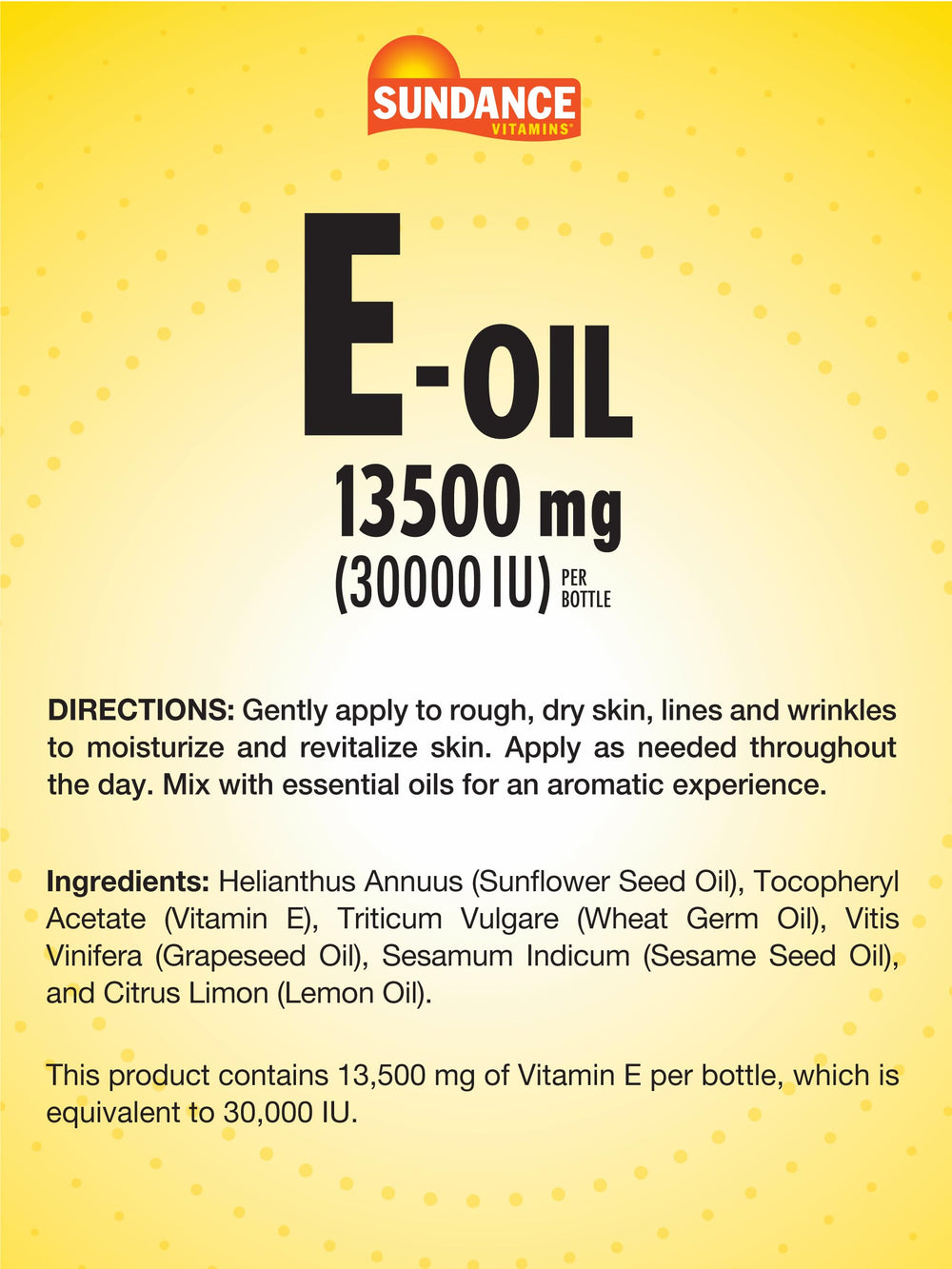Sundance Vitamin E-Oil being poured for quick skin hydration