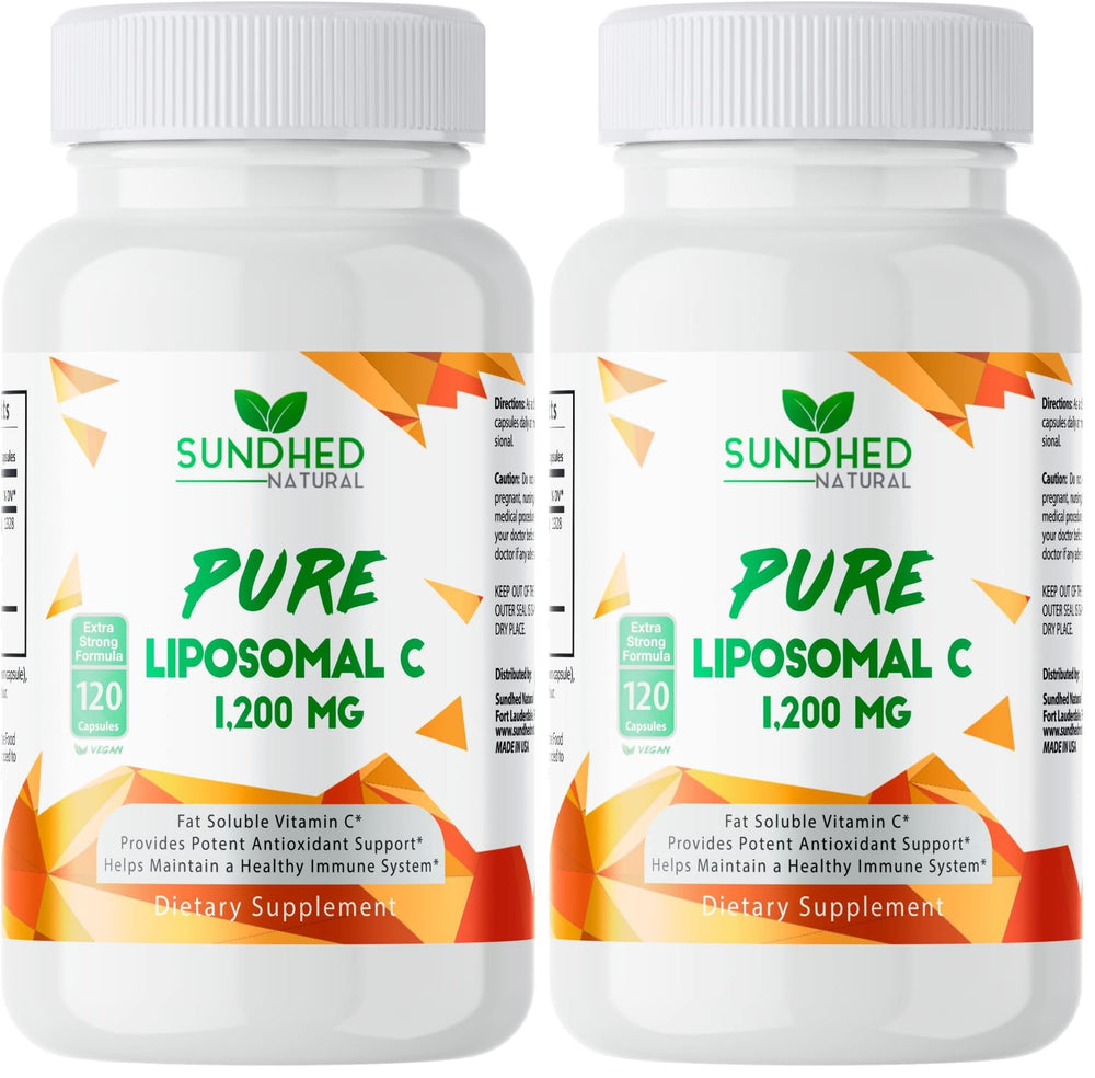 Sundhed Natural Liposomal Vitamin C bottle label highlighting high potency
