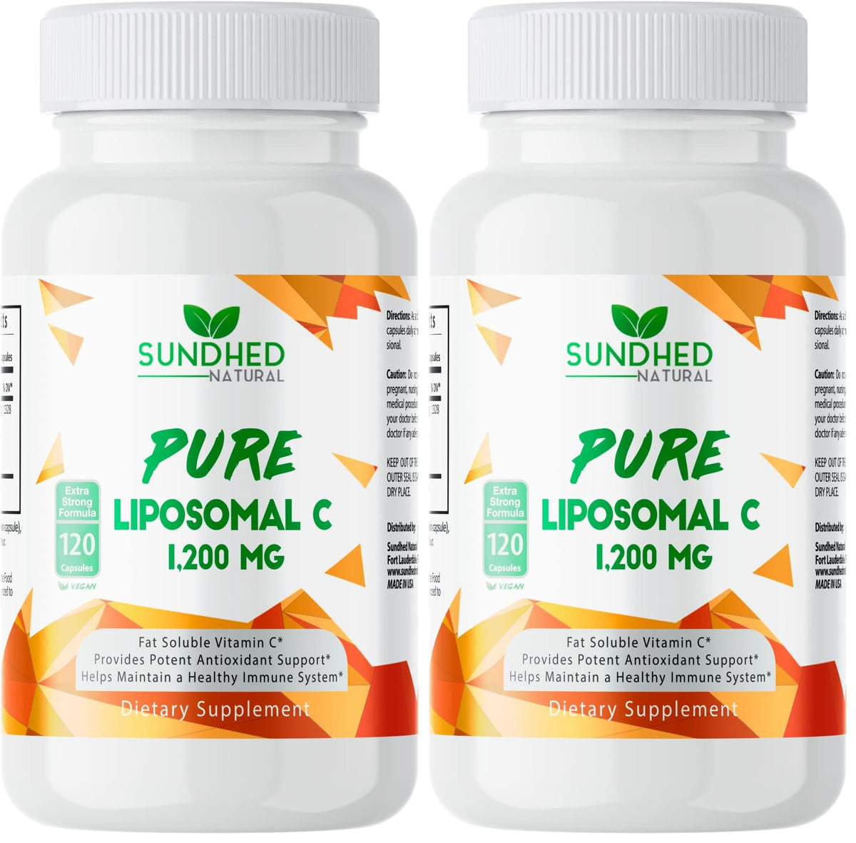 Sundhed Natural Liposomal Vitamin C bottle label highlighting high potency