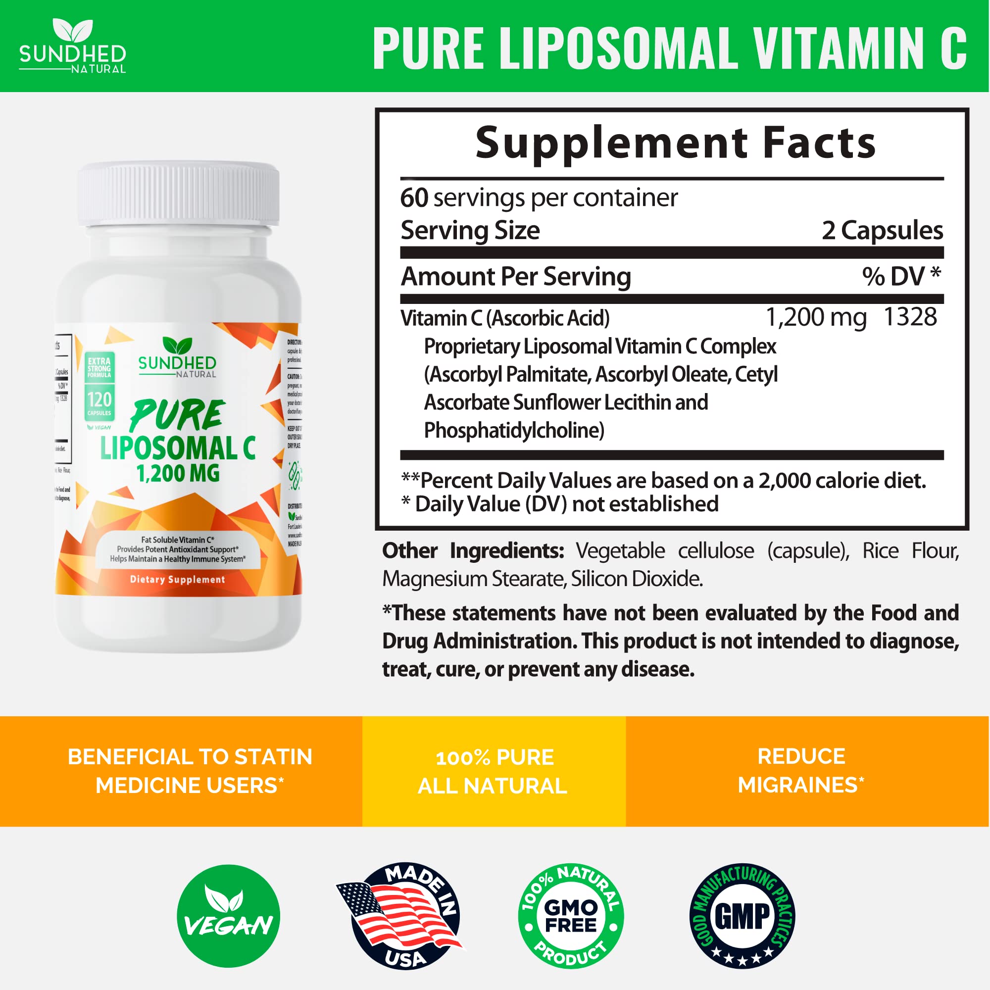 Sundhed Natural Liposomal Vitamin C bottle pour for easy daily use