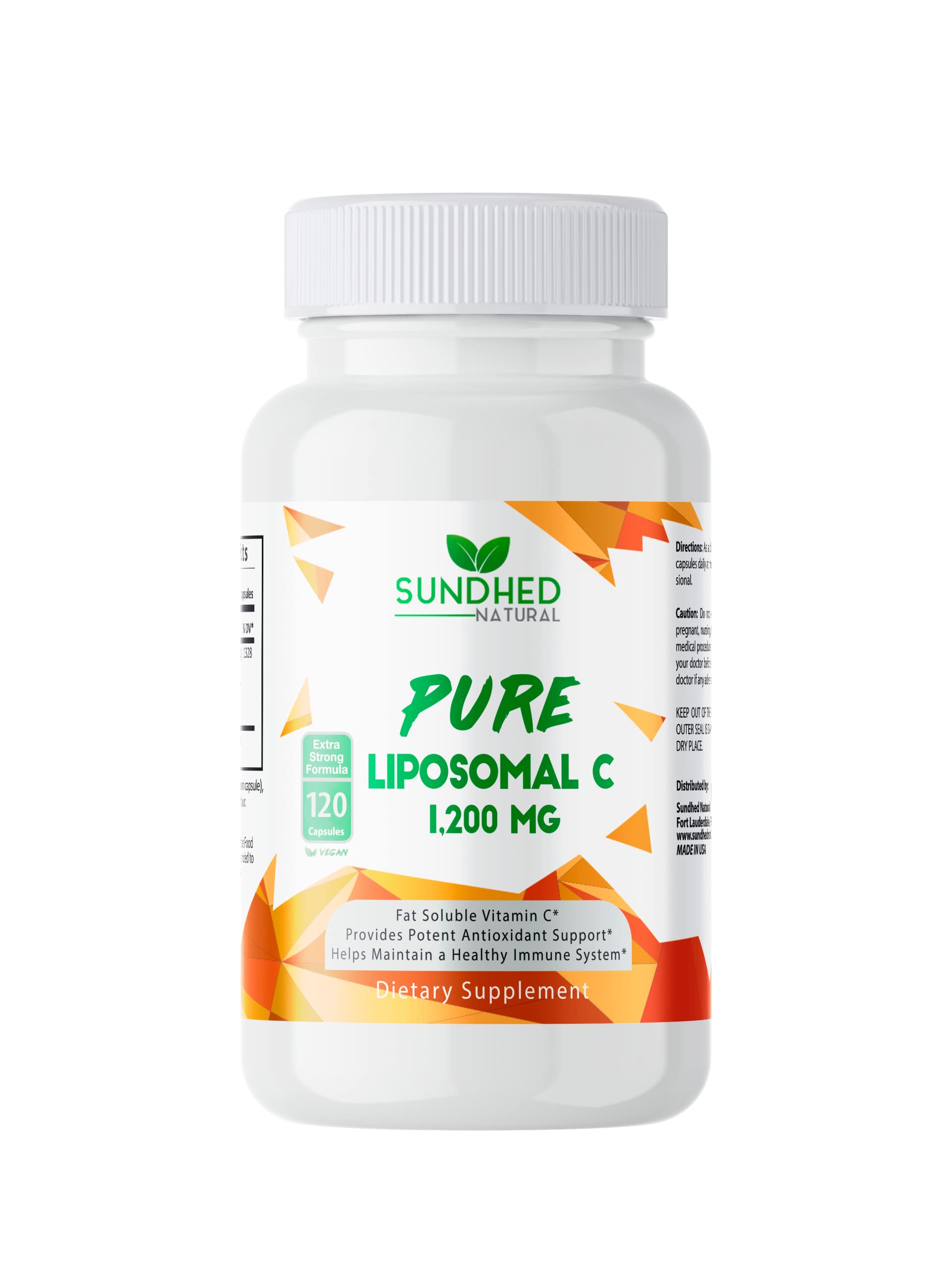 Sundhed Natural Liposomal Vitamin C bottle with high absorption emphasis.