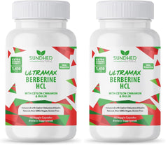 Sundhed Natural Ultramax Berberine HCL Cinnamon bottle for daily supplementation.