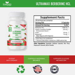 Sundhed Natural Ultramax Berberine HCL Cinnamon packaging highlights two-pack value.