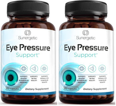Sunergetic eye pressure supplement bottle for daily ocular support.
