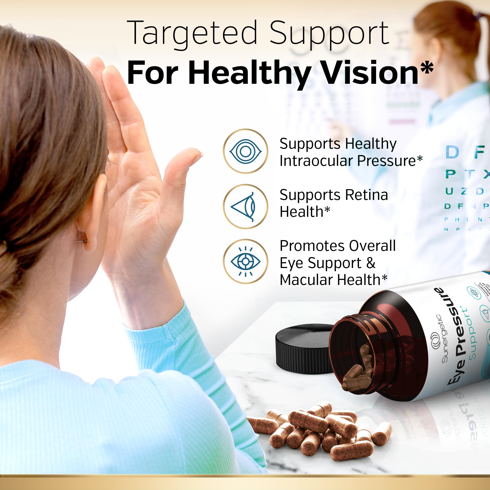 Sunergetic FloraGLO lutein and zeaxanthin support macular health.