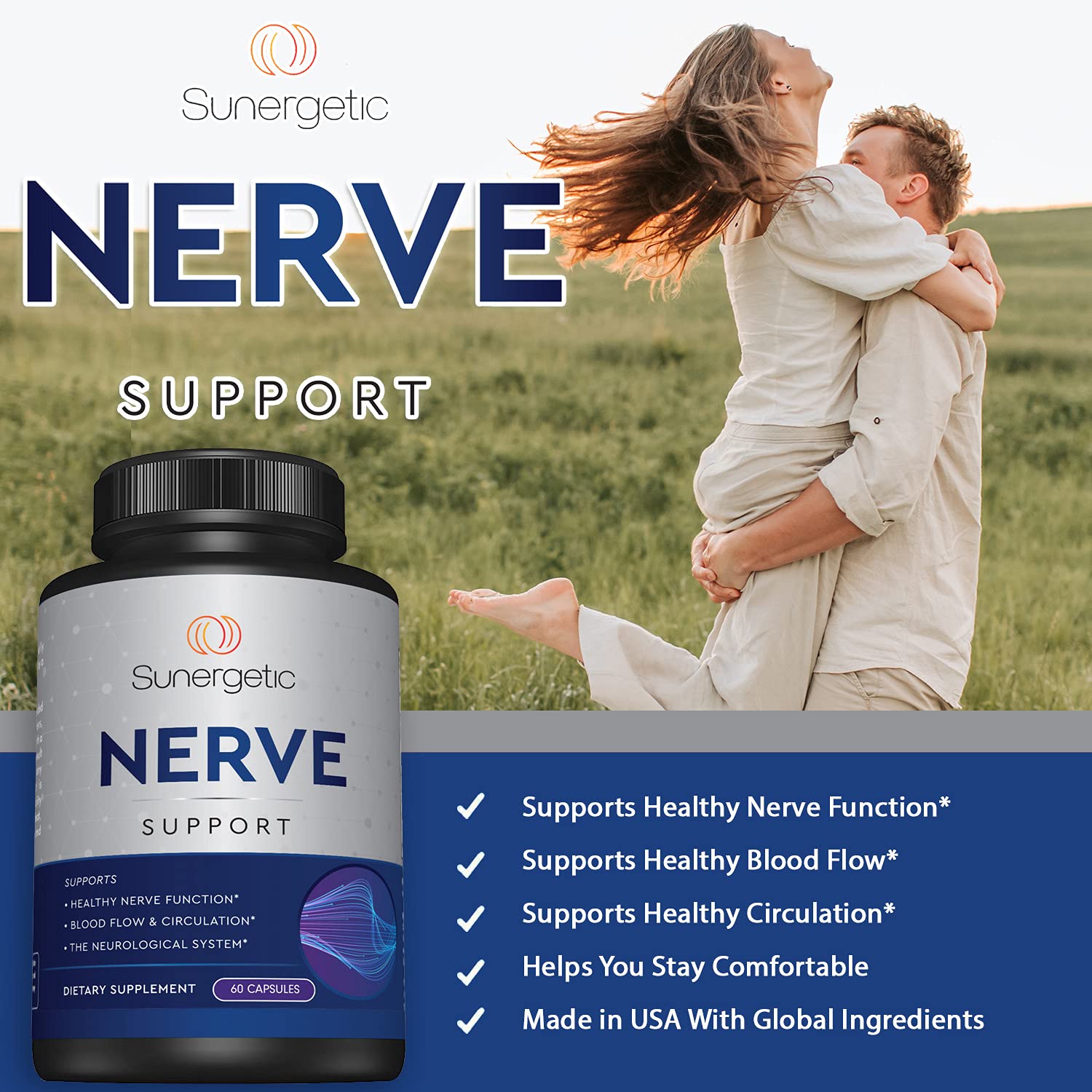 Sunergetic Nerve Support daily dosage guide illustration for consistency.