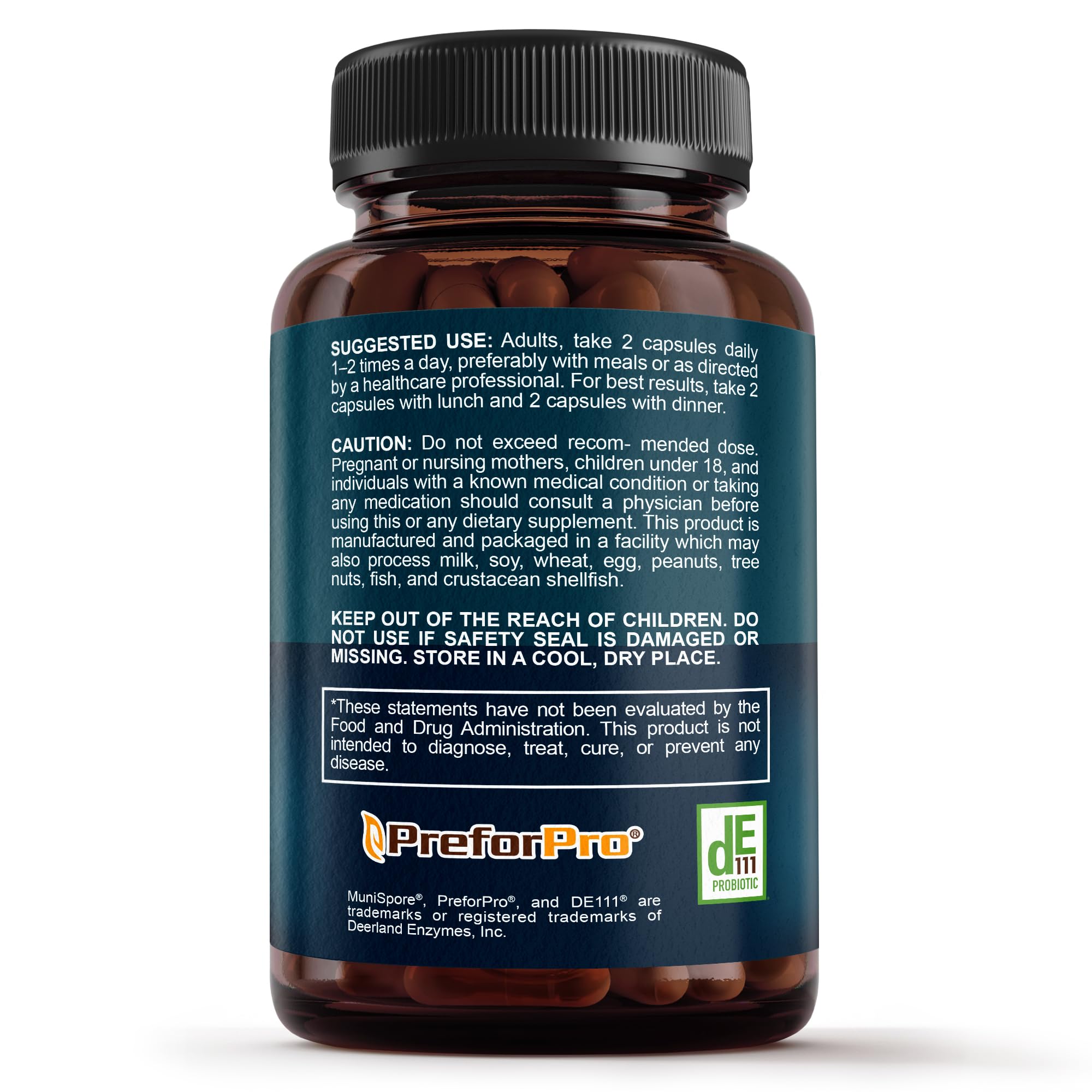 Sunergetic 4-in-1 probiotic bottle with glass of water for hydration