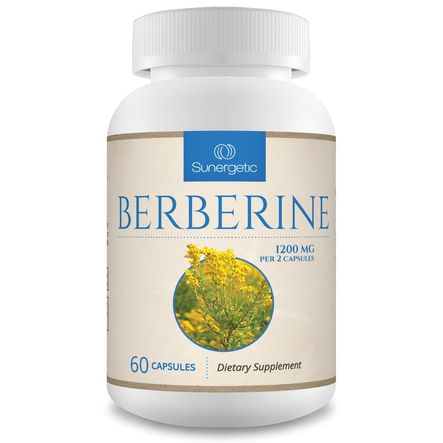Sunergetic Premium Berberine bottle on a clean surface for daily wellness support