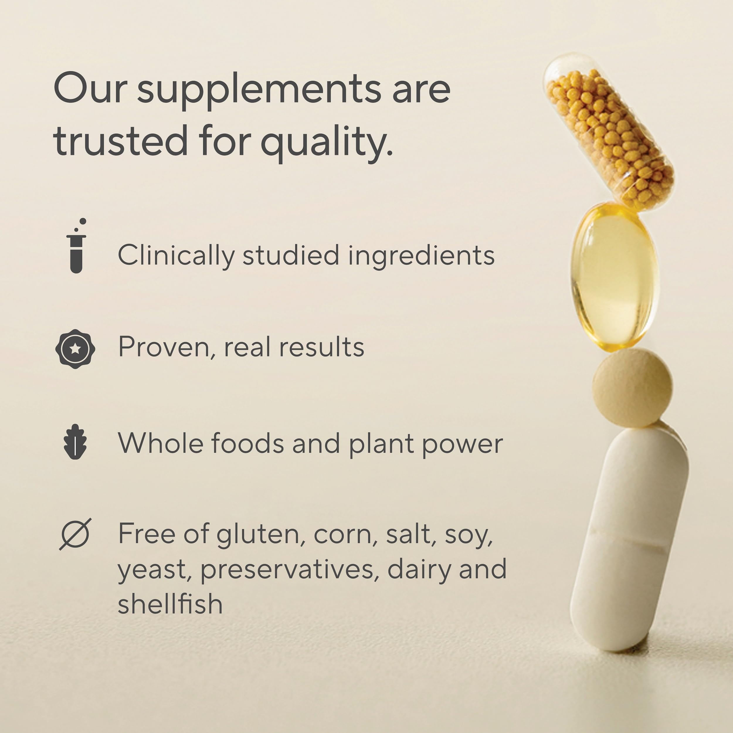 Sunergetic third-party testing seal conveys transparency and safety checks.