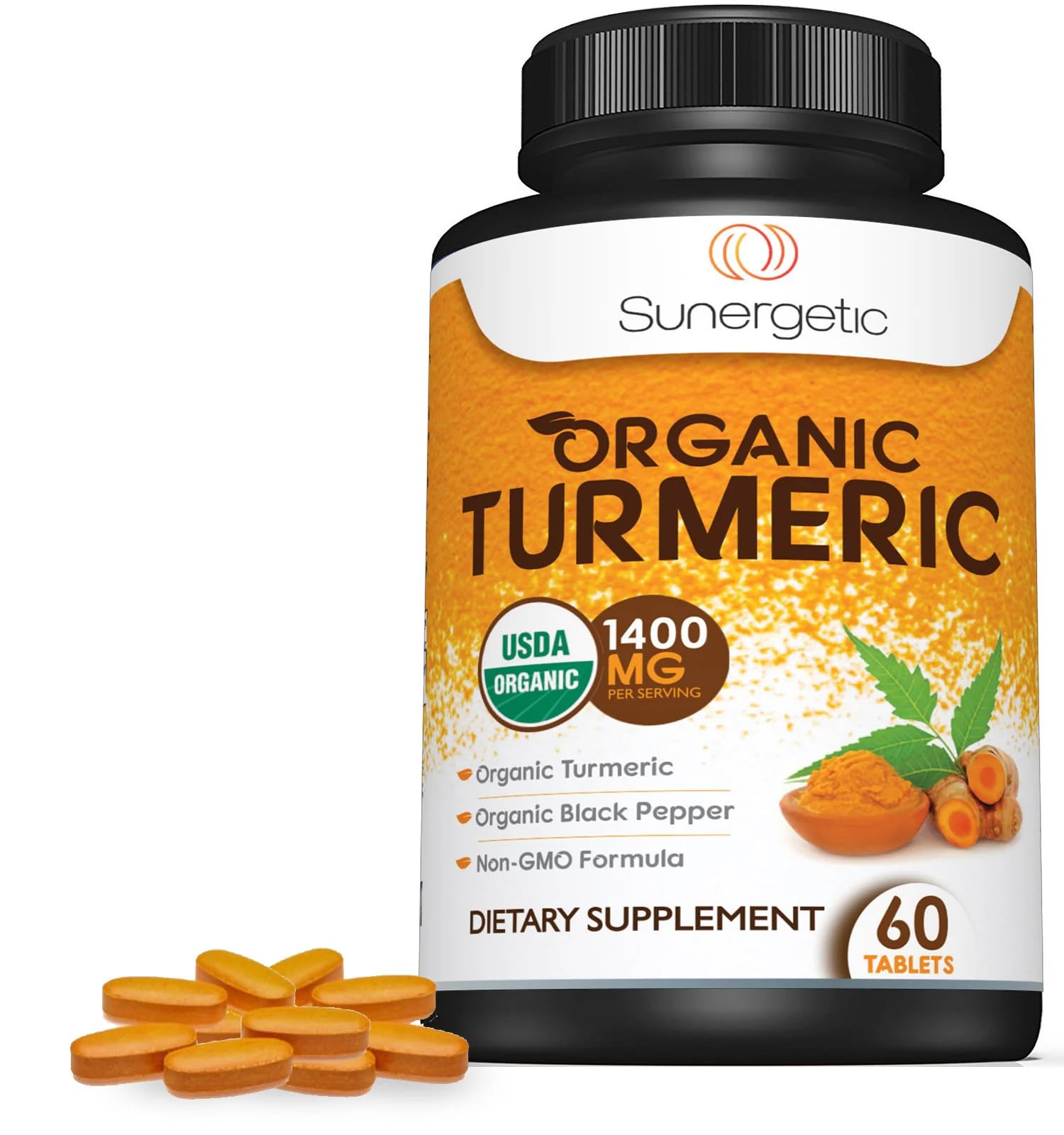 Sunergetic turmeric powder close-up highlighting vibrant spice texture