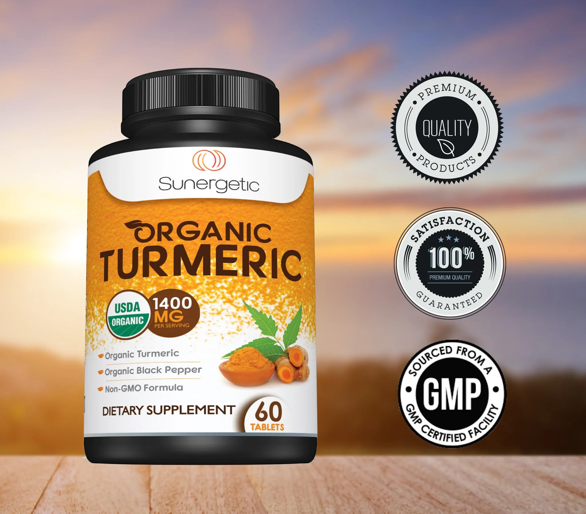 Sunergetic two-tablets daily-dose image indicates convenient serving size