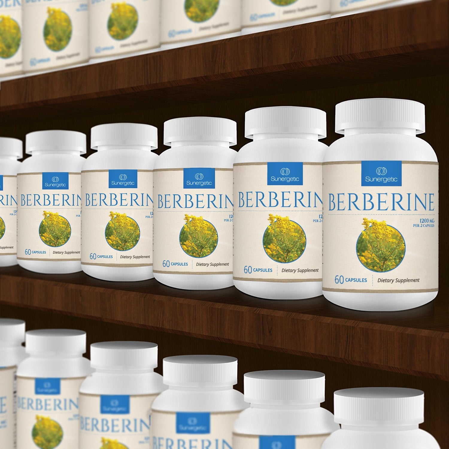 Vegetarian, easy-to-swallow berberine capsules ready for daily use with Sunergetic