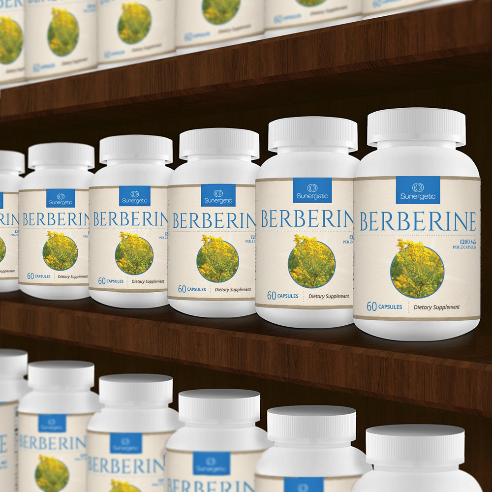 Vegetarian, easy-to-swallow berberine capsules ready for daily use with Sunergetic