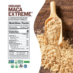 Scoop measures the highly concentrated maca powder for easy daily use
