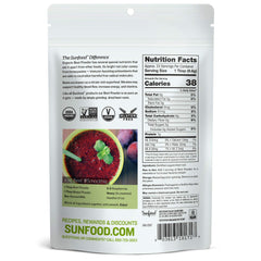 Sunfood Polvo de Remolacha Orgánico, bote robusto, sabor terroso para smoothies