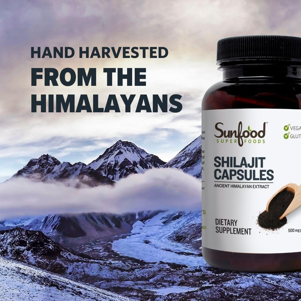 Sunfood Shilajit Capsules placed in daily routine setup, suggesting convenient wellness support.