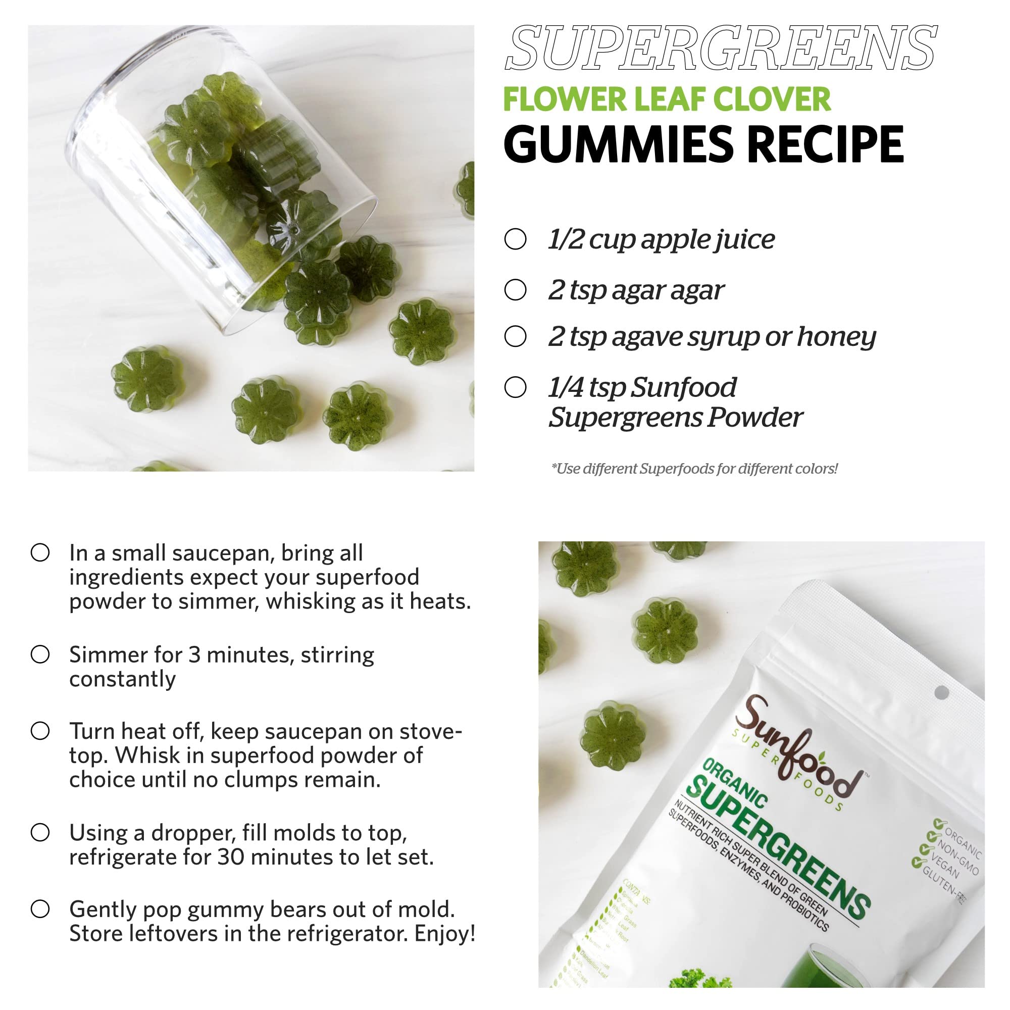 Sunfood Supergreens blended into a smoothie for a nutrient-dense boost.