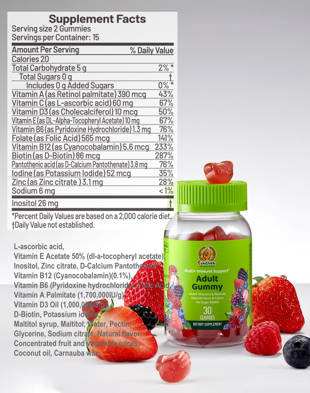 SUNGIVEN travel-pack of 90 gummies for on-the-go daily nutrition.