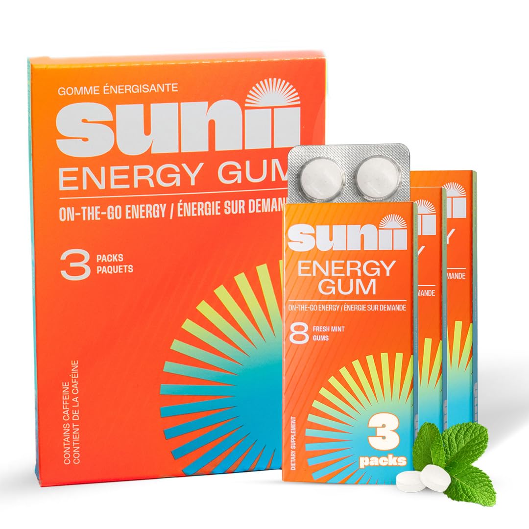 Sunii Energy Gum packaging with fresh mint aroma for quick energy