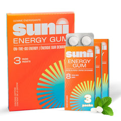 Sunii Energy Gum packaging with fresh mint aroma for quick energy