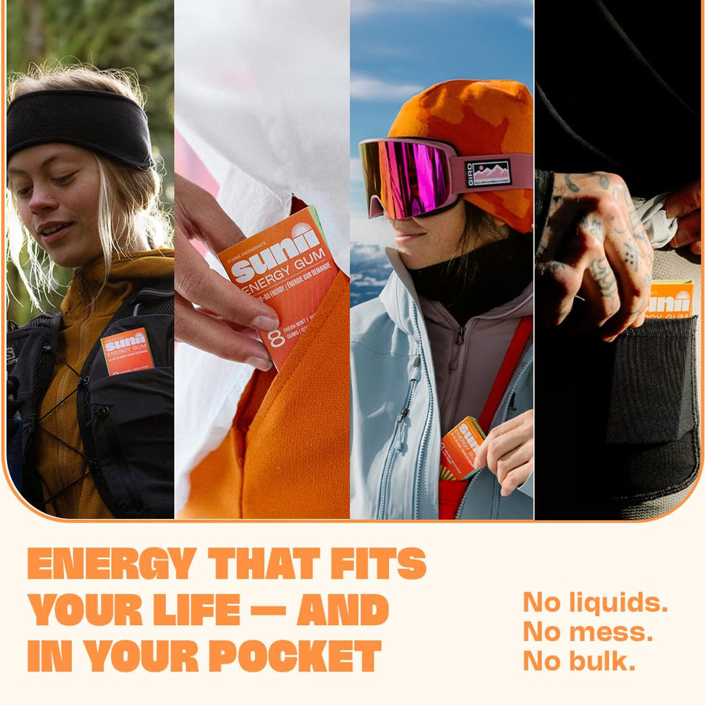 Sunii Energy Gum vegan no-sugar label for healthy energy