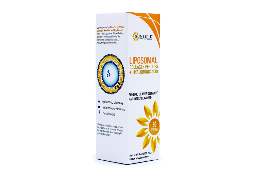 SunLipid liquid supplement being poured for convenient daily use