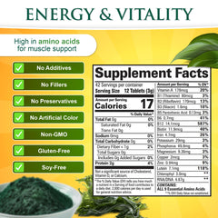 Sunlit Best Chlorella Spirulina tablets closeup shows compact 250 mg size for easy swallowing.